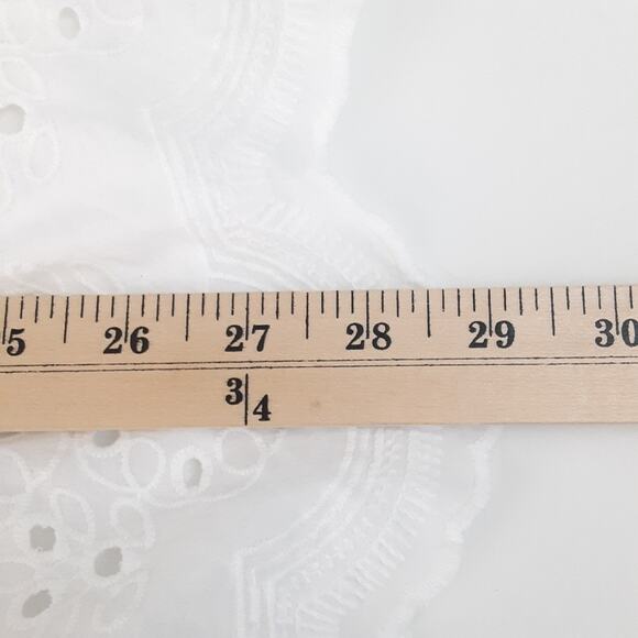 Vintage Y2K Eyelet Lace Tunic Top White Broderie Anglaise Roll Tab Resort - Picture 12 of 13